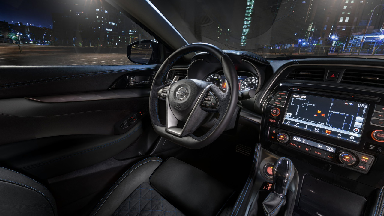 2017 Nissan Maxima black leather interior and dash