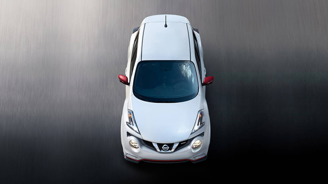 2017 Nissan JUKE NISMO aerial view shown in Pearl White