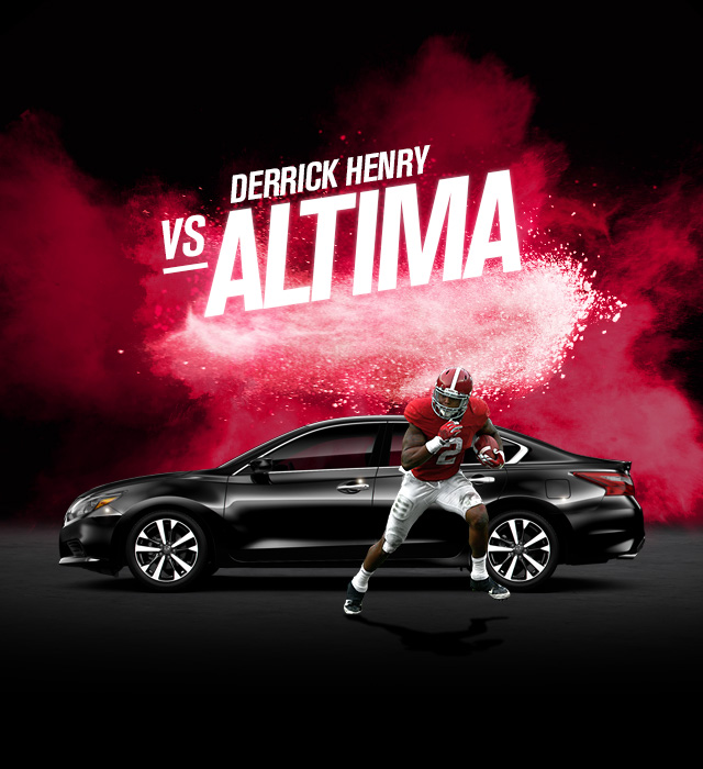 2015 Heisman Trophy winner Derrick Henry and the 2018 Nissan Altima 2.5 S